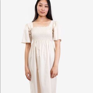 Lisa Says Gah Puff Sleeve White MIDI Dress